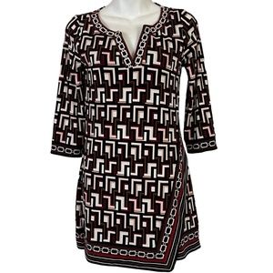 WHITE HOUSE BLACK MARKET WHBM Embroidered Collar Mini Jersey Knit Dress sz XXS